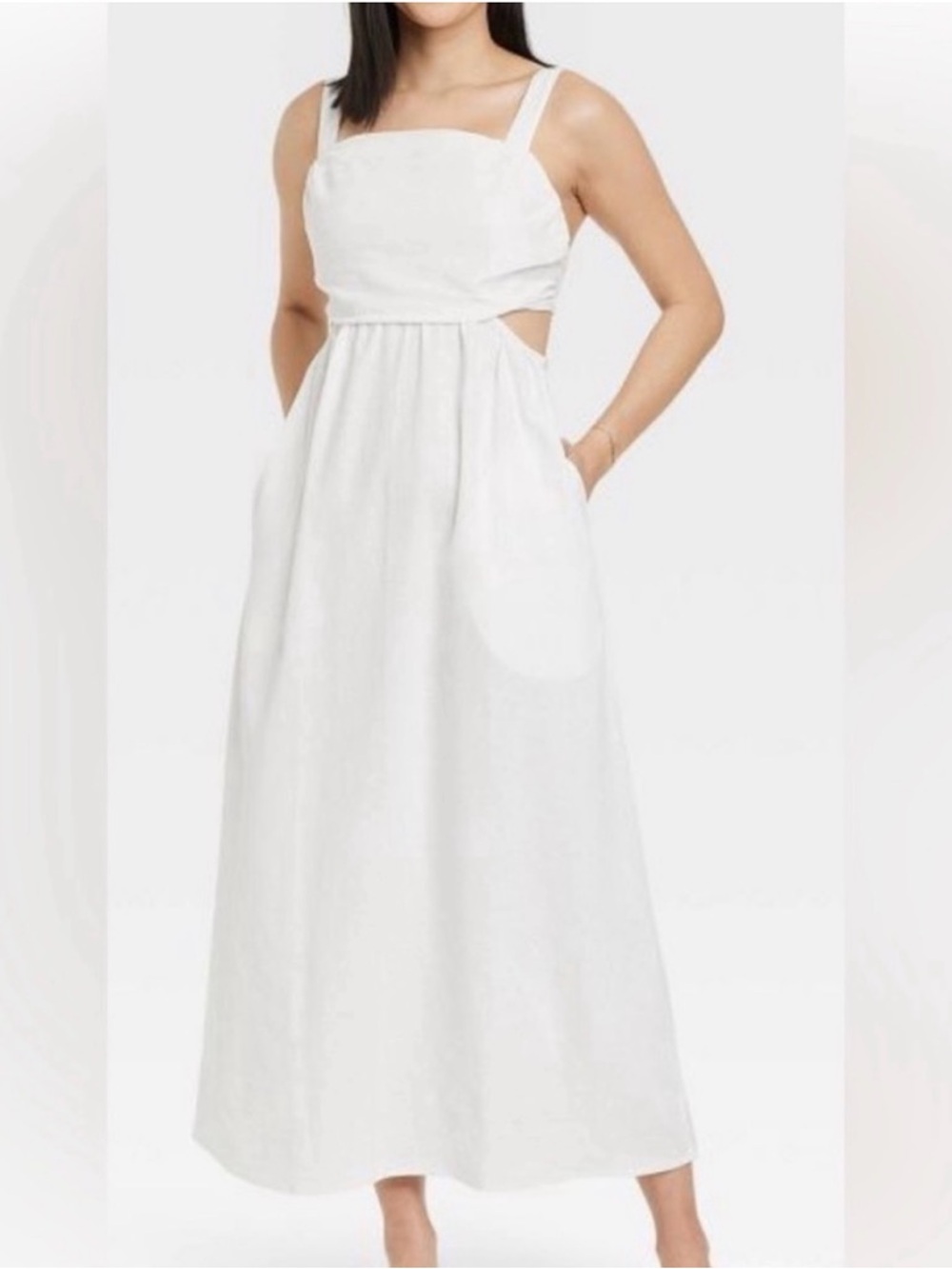 a new day White Maxi Dress with Square Neck and Side Cutouts